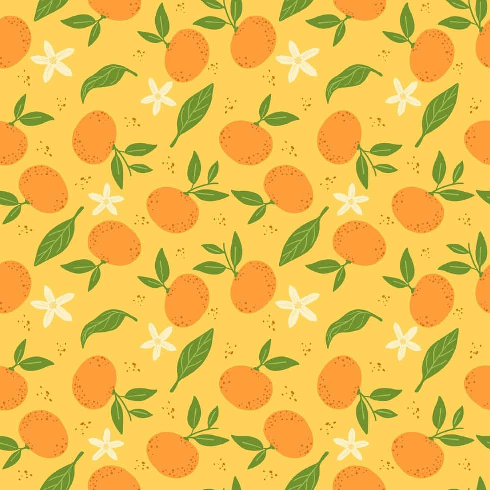 Cute Fruit Oranges Seamless Flowers Background