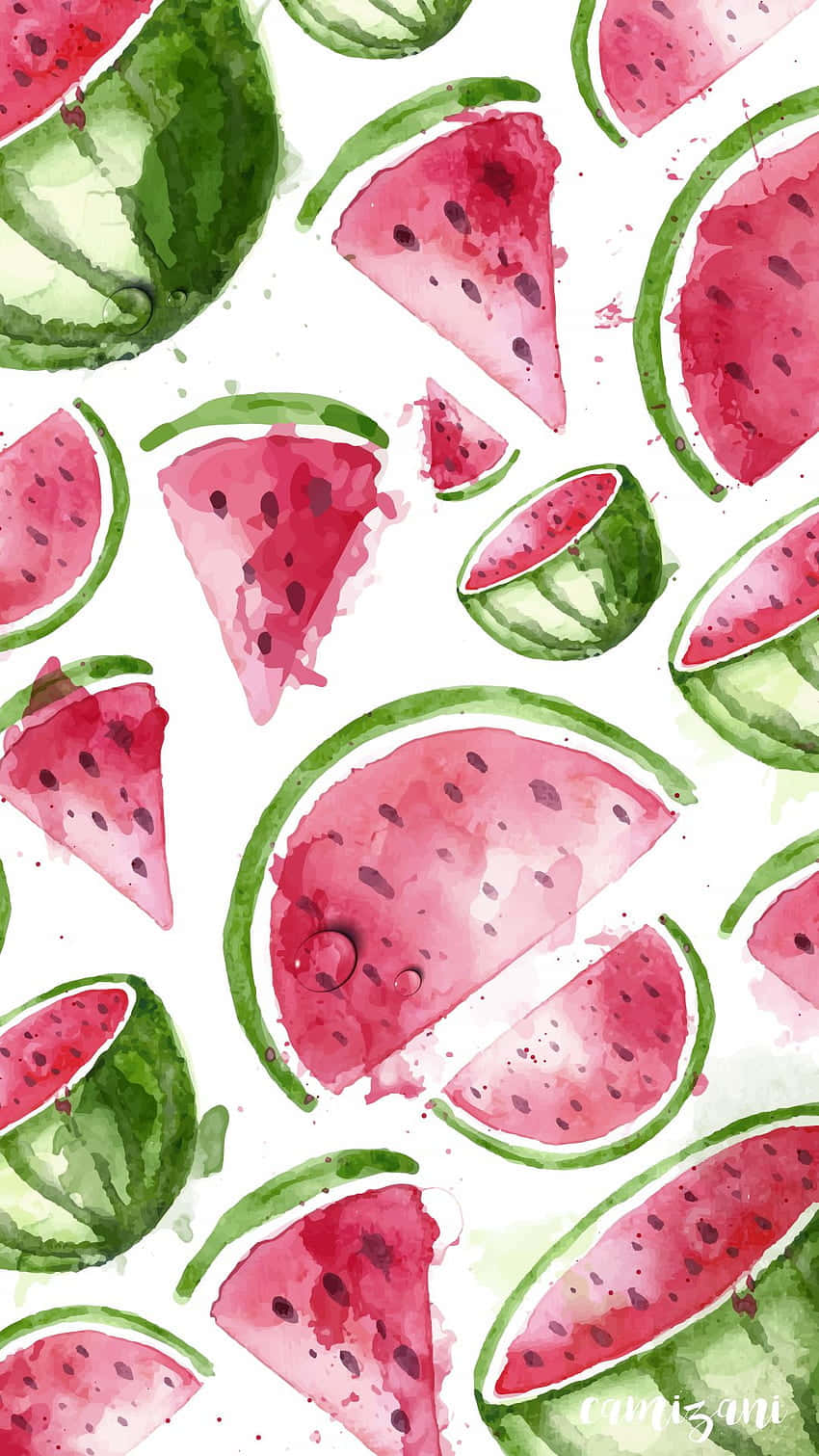 Cute Fruit Painted Watermelon Background