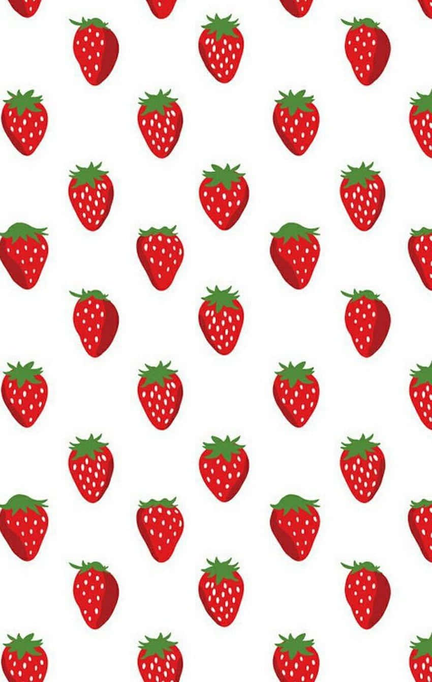 Cute Fruit Strawberries White Background