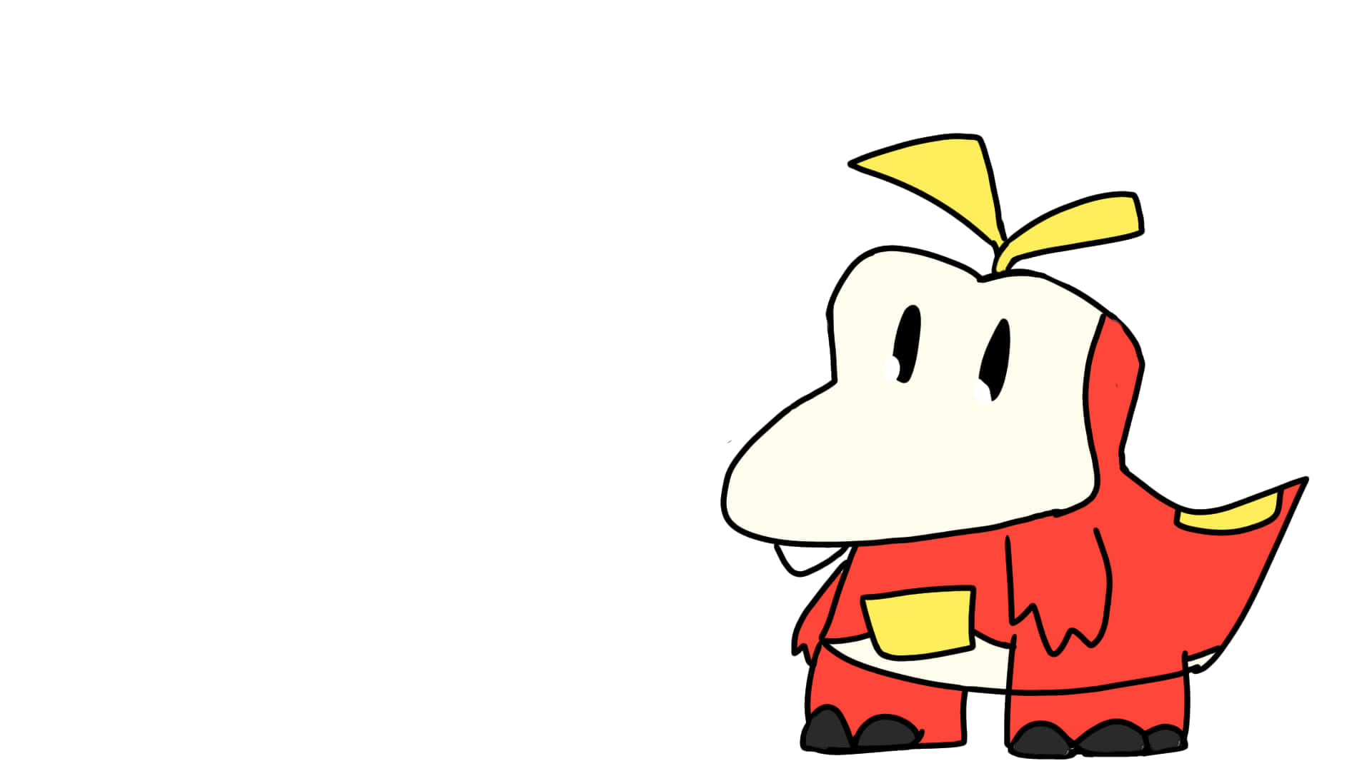 Cute Fuecoco Cartoon On White Background Background