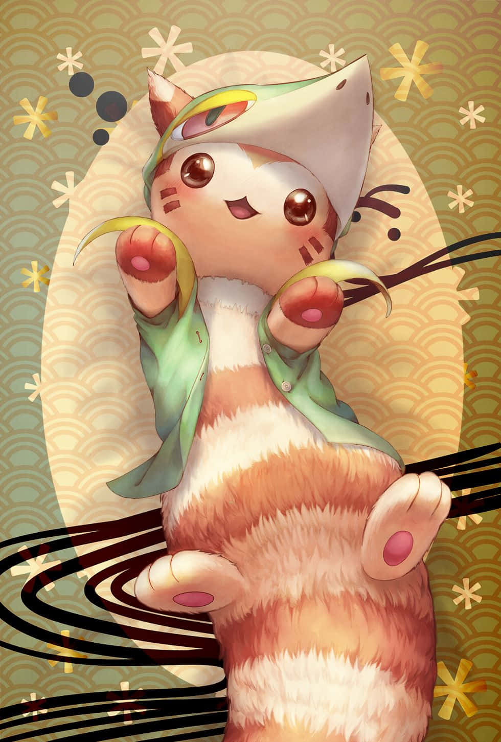 Cute Furret In A Snivy Hoodie Background