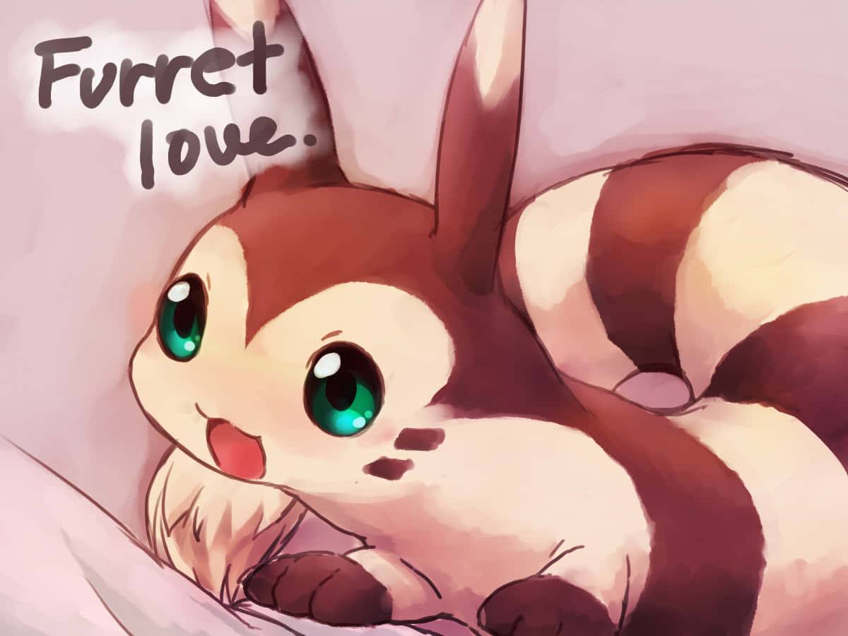 Cute Furret Love Desktop Background