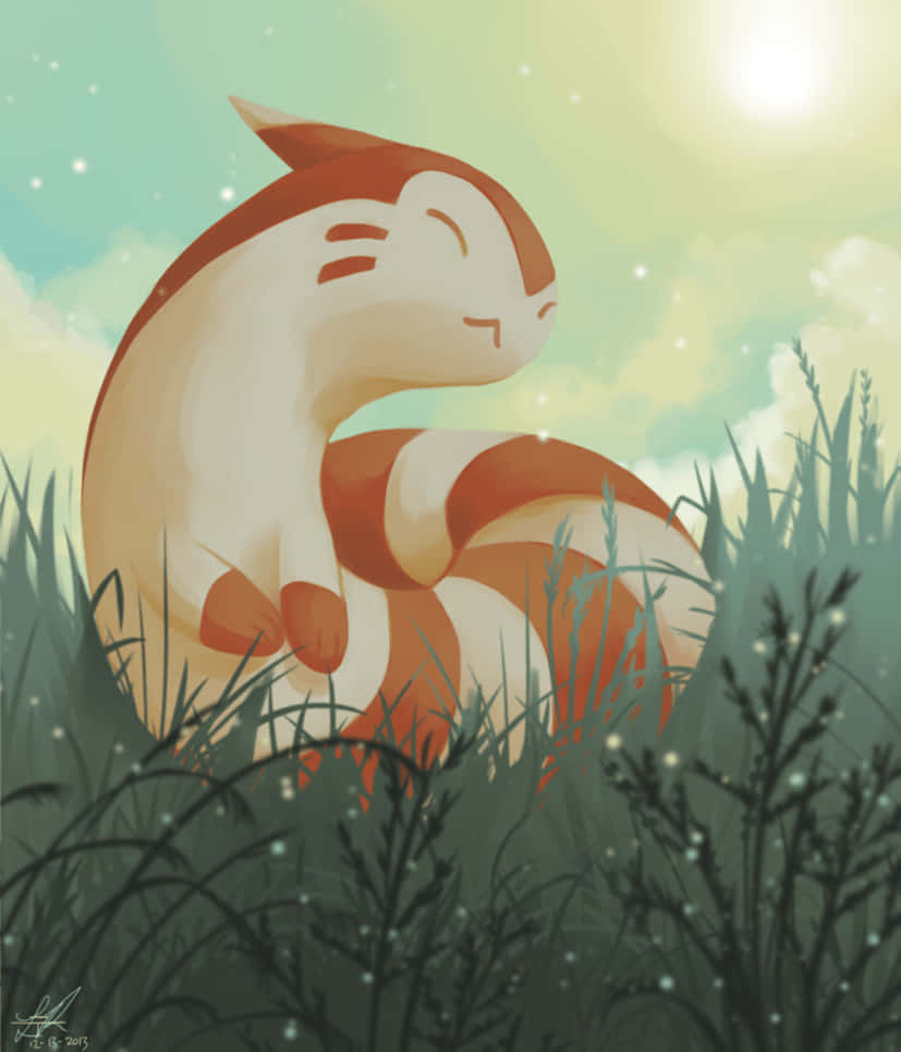 Cute Furret Standing Above The Grass
