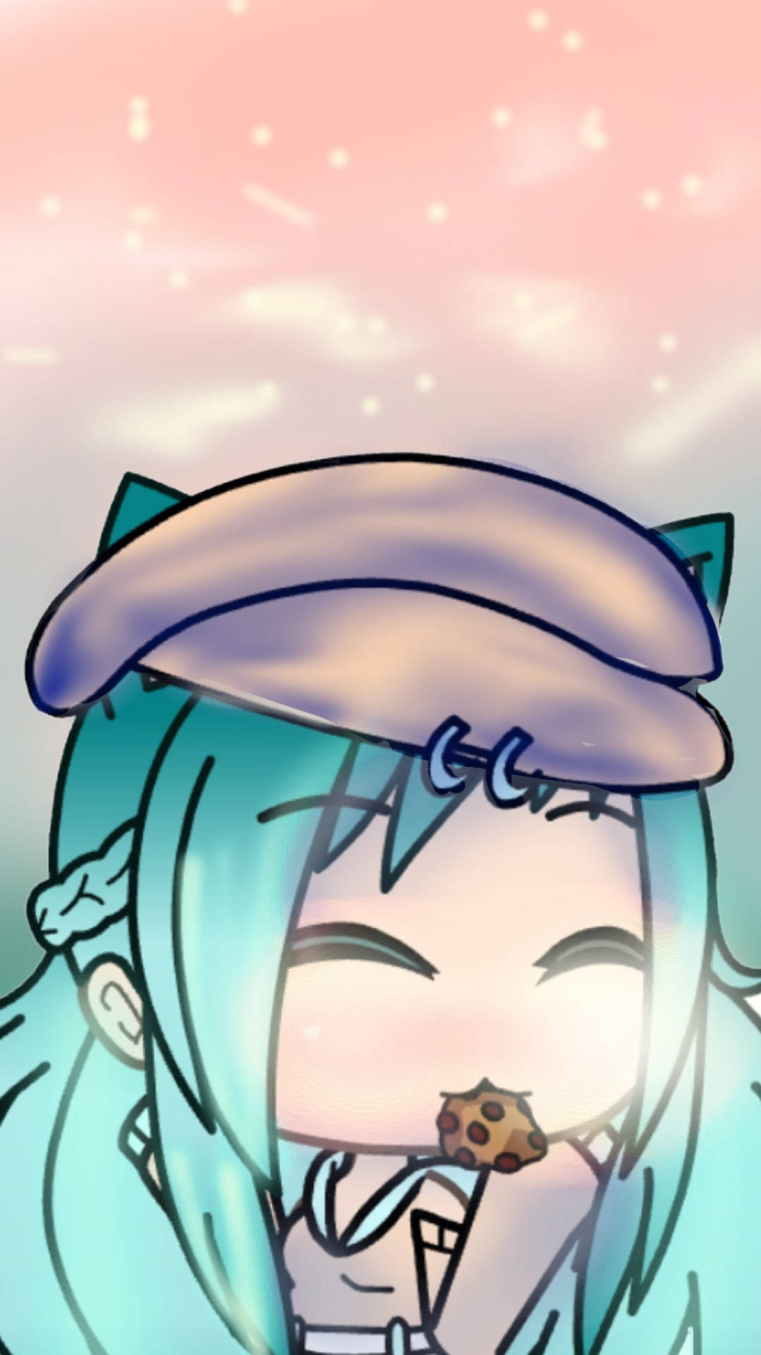 Cute Gacha Life Girl With Teal Hair Background