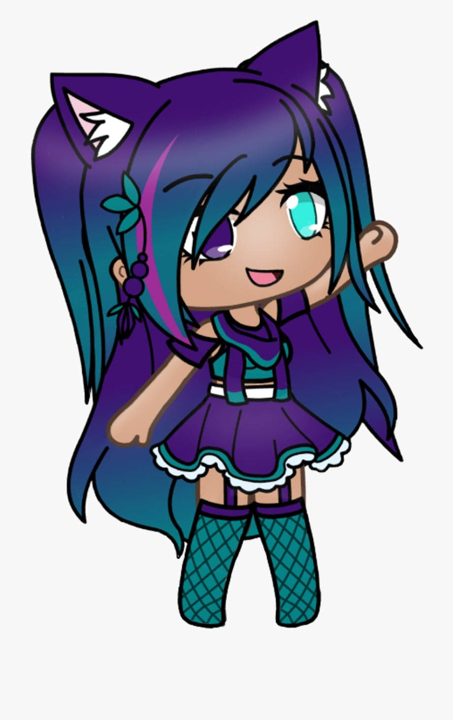 Cute Gacha Life Purple Green Girl Background