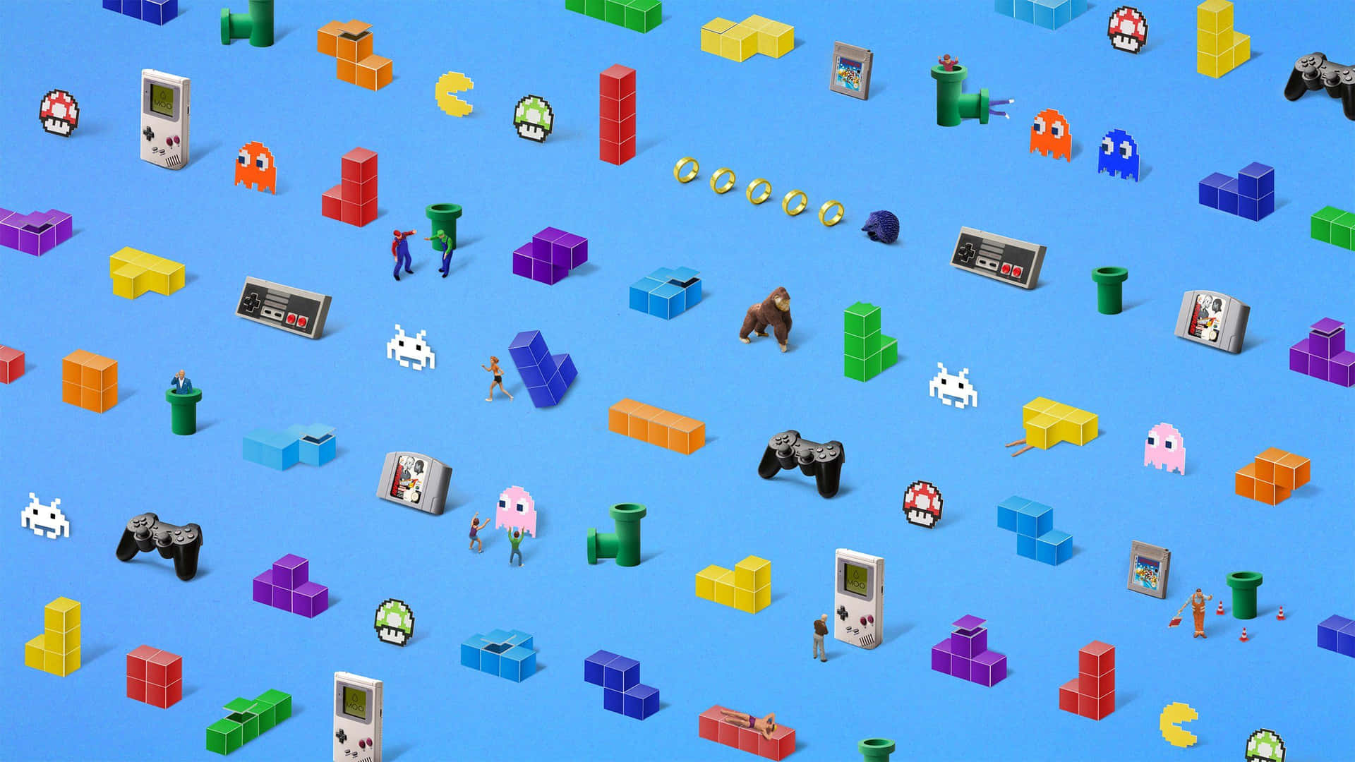 Cute Gaming Icons Pattern Background