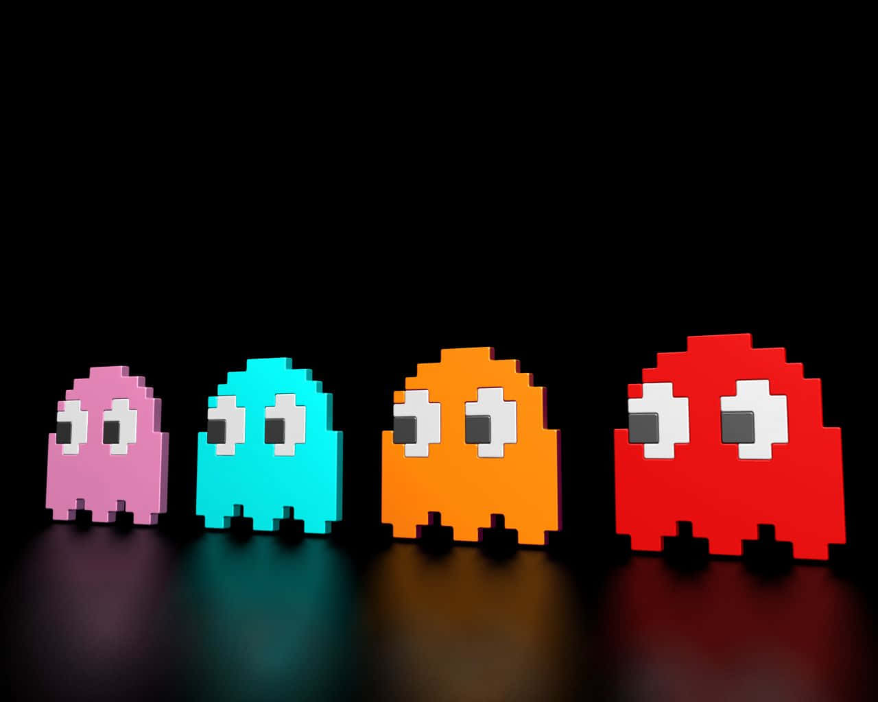 Cute Gaming Pac-man Characters Background