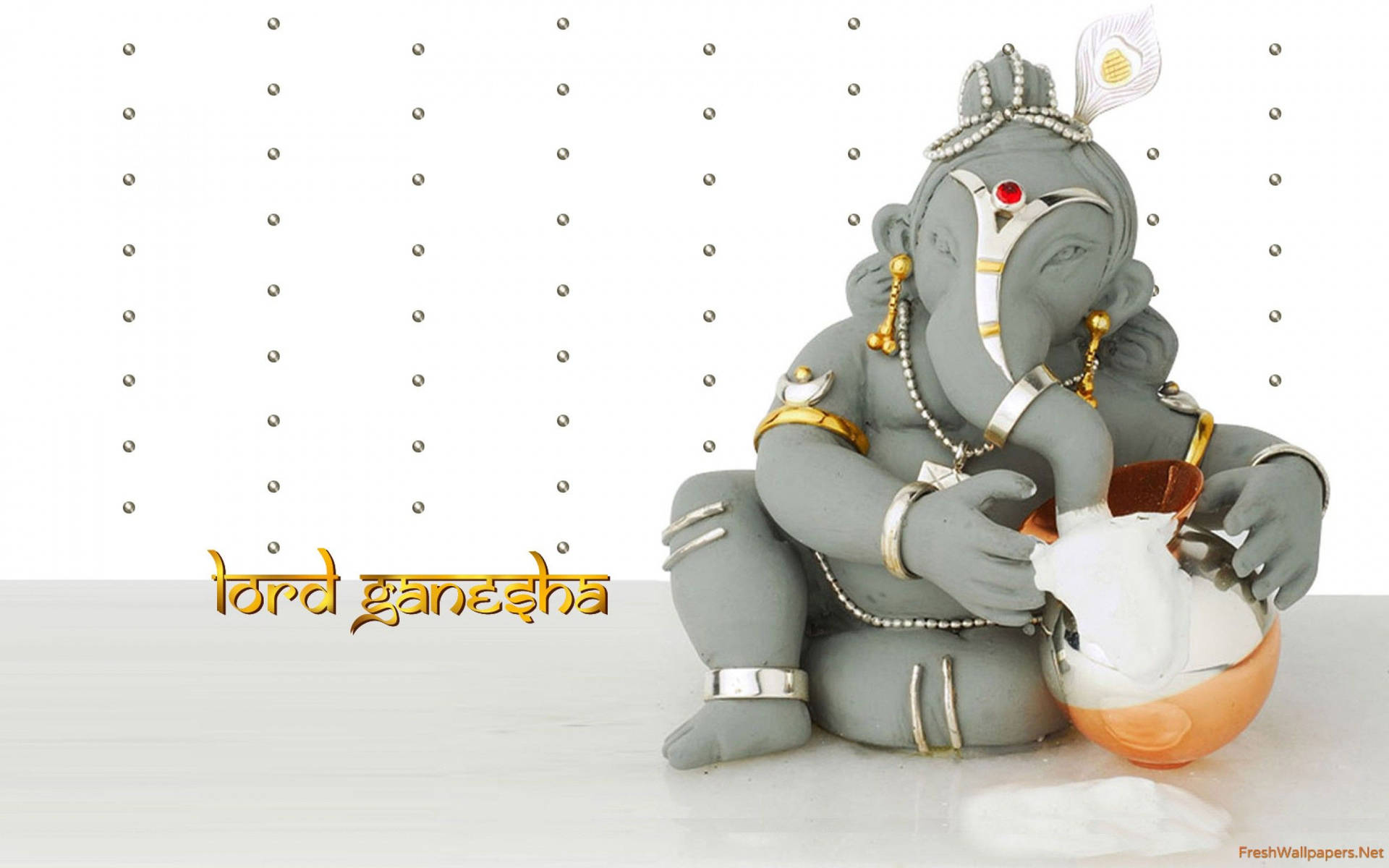 Cute Ganesha In Gray Color Background