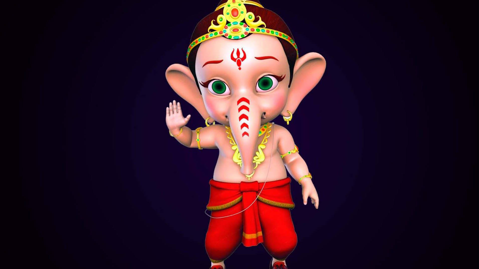 Cute Ganesha Little Boy Cartoon Background