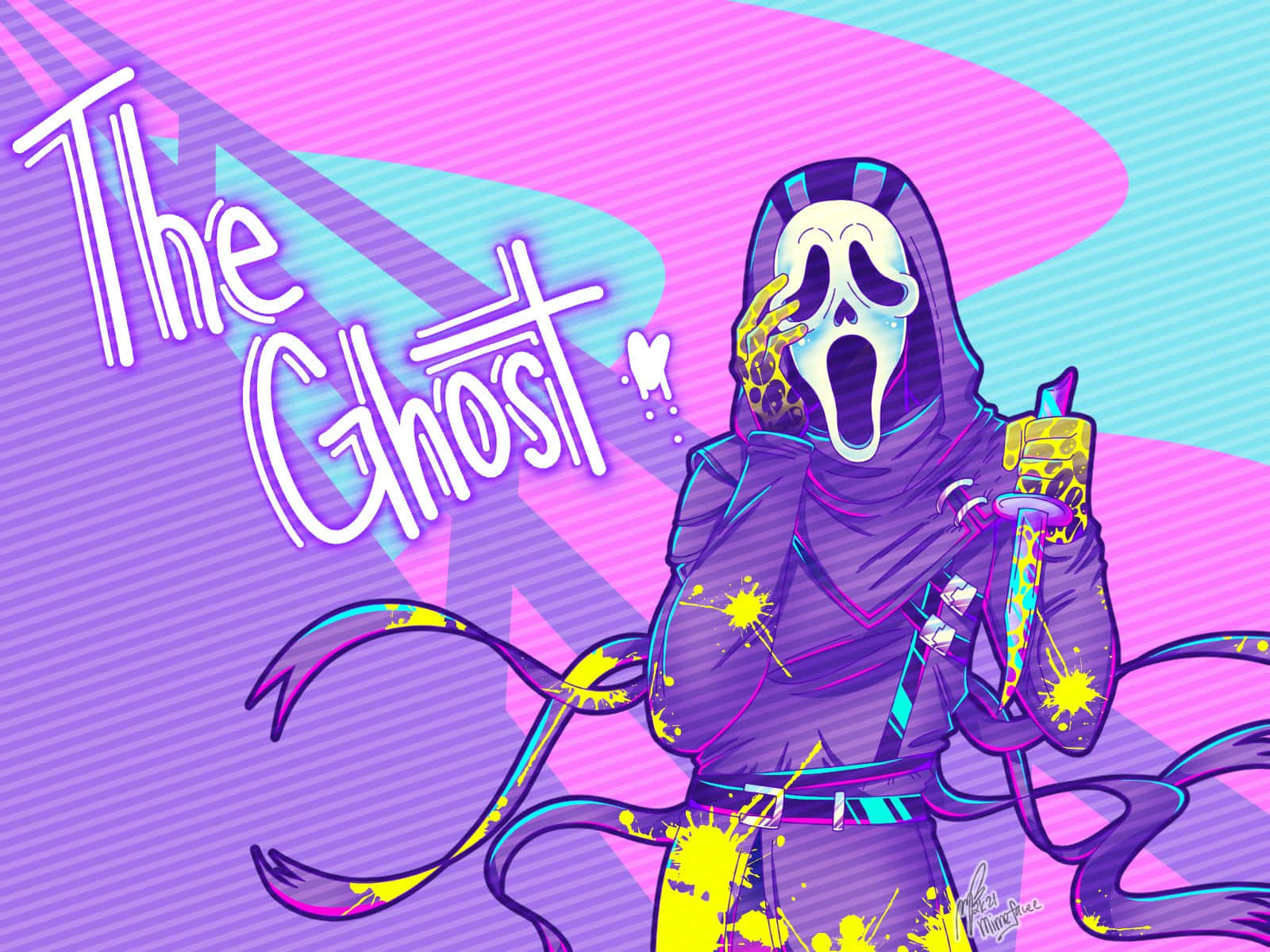 Cute Ghostface In Colorful Background Background