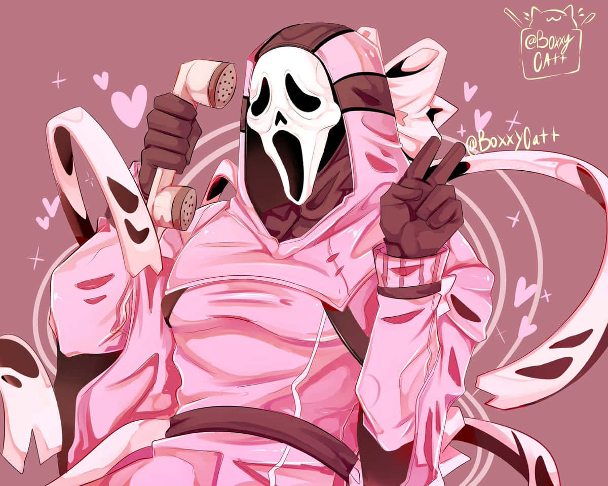 Cute Ghostface In Pink Outfit Background