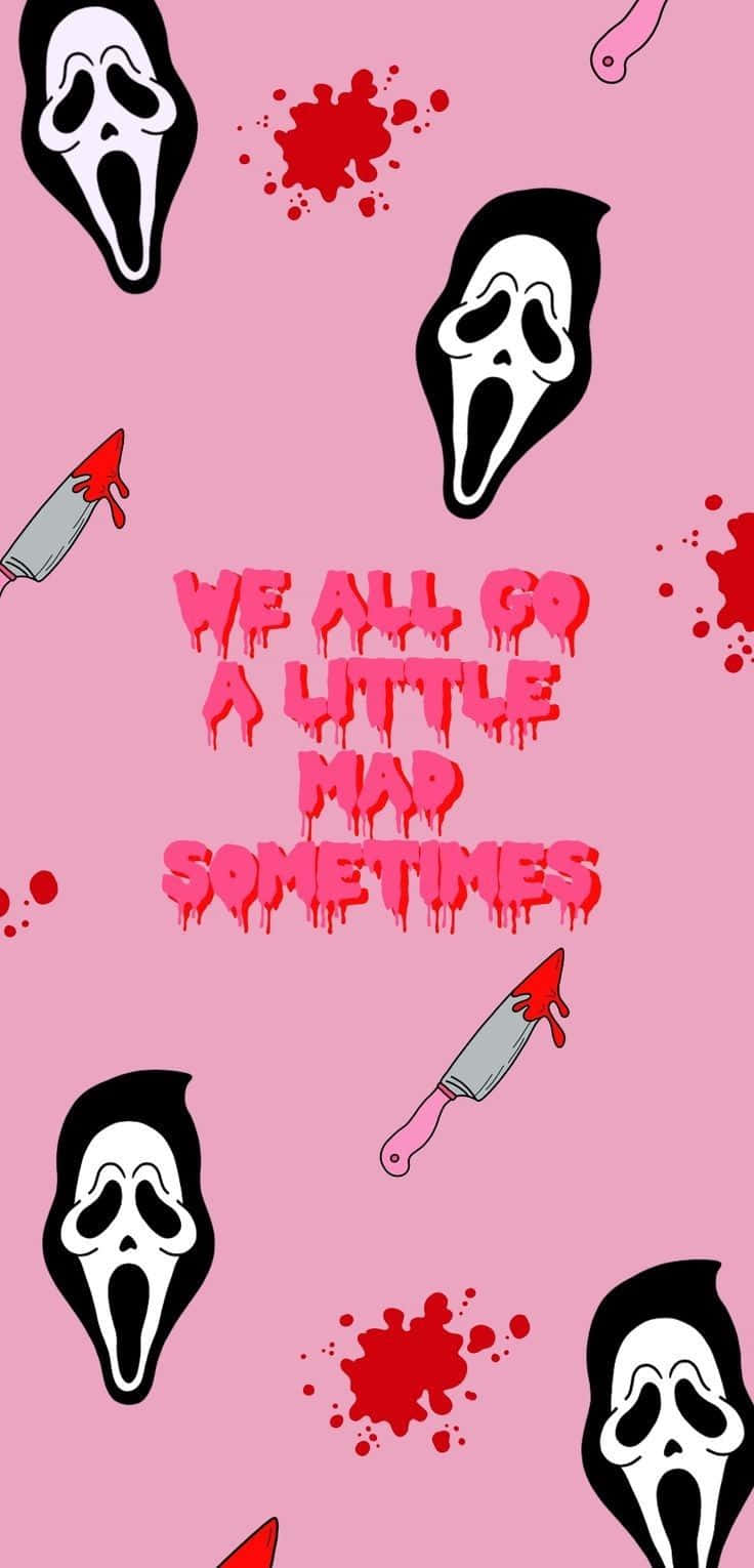 Cute Ghostface Pattern In Pink Background