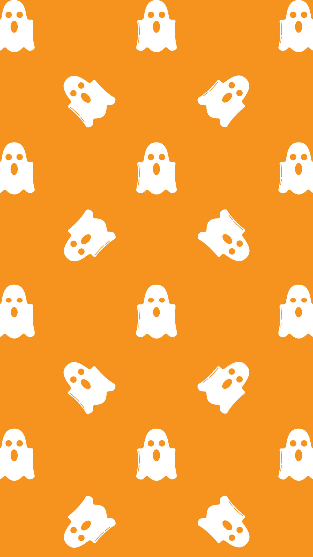 Cute Ghosts Orange Phone Background