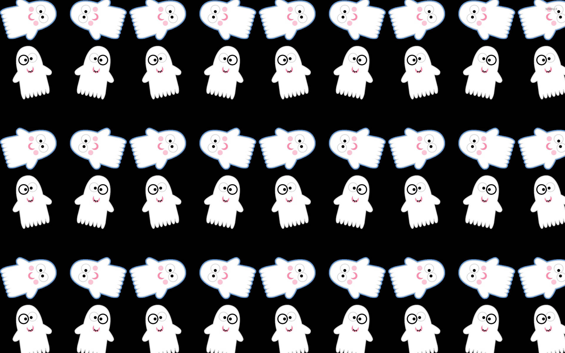 Cute Ghosts Seamless Halloween Computer