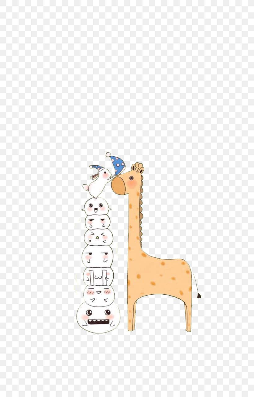 Cute Giraffe With Blue Hat Background