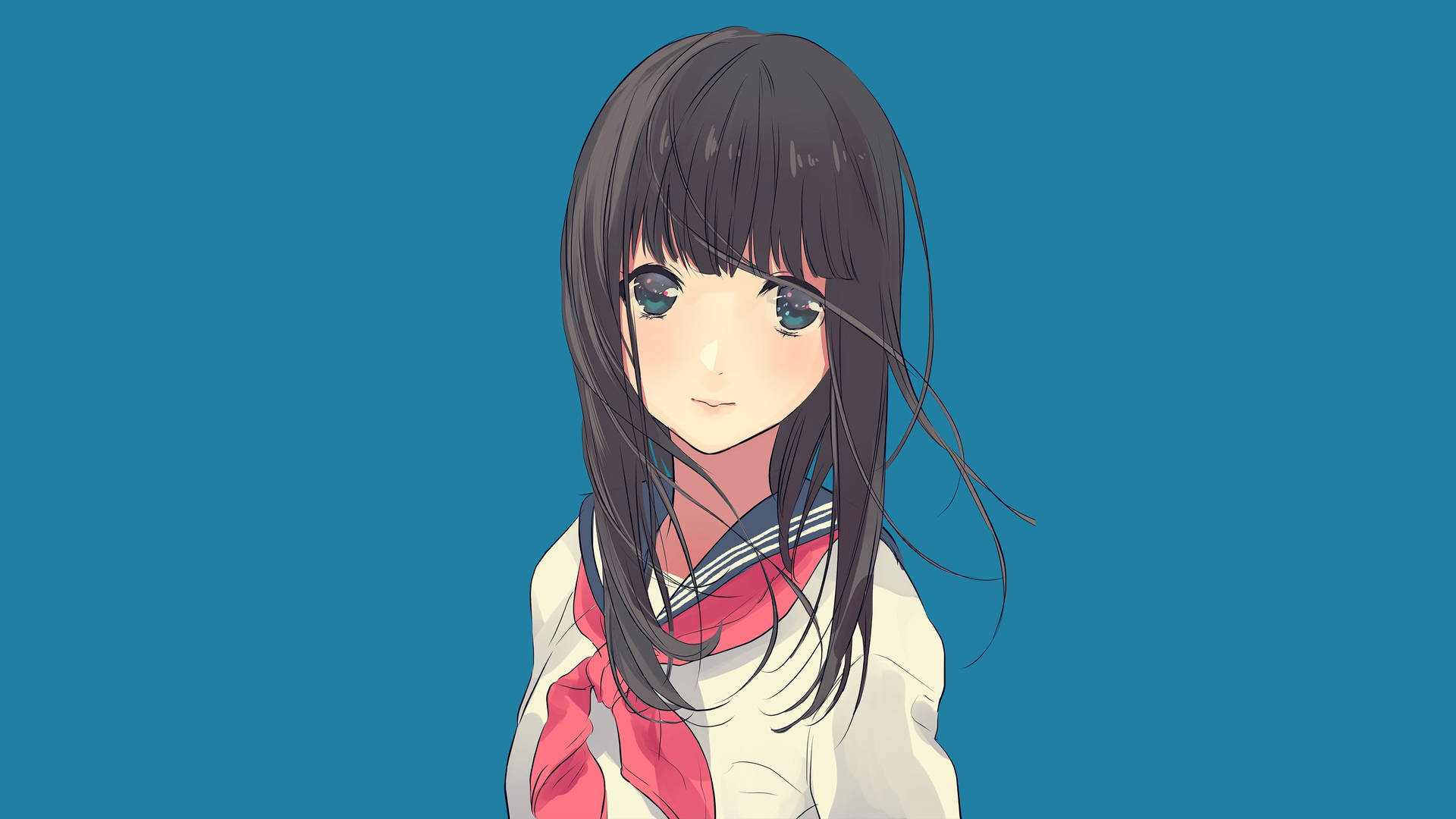Cute Girl Anime In School Uniform Background