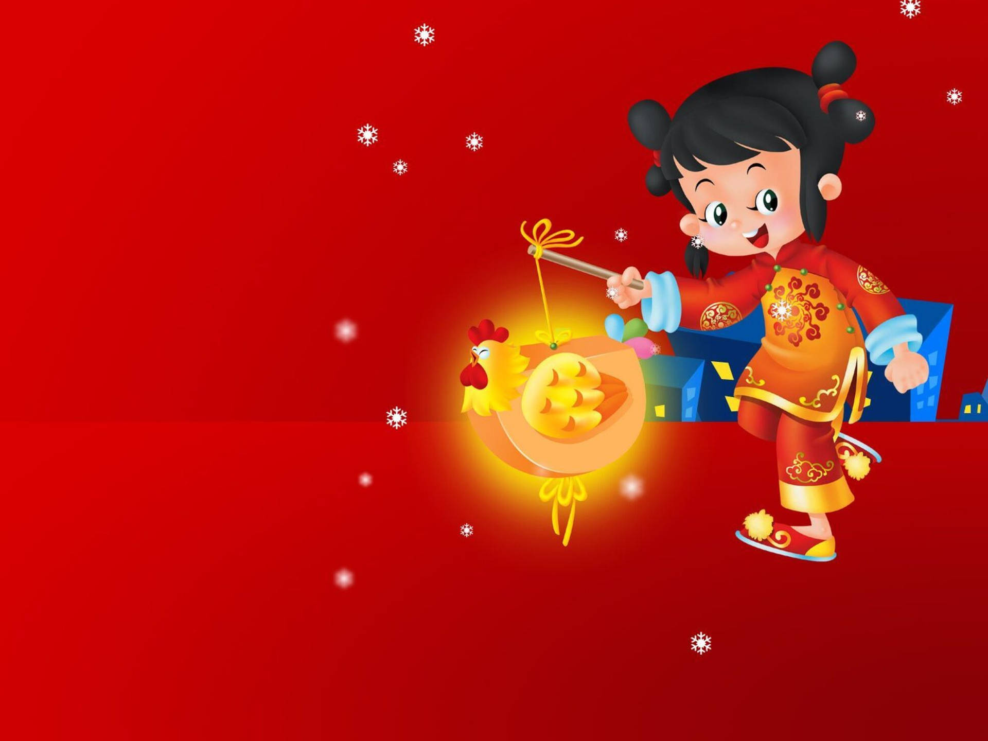 Cute Girl Chinese New Year Background