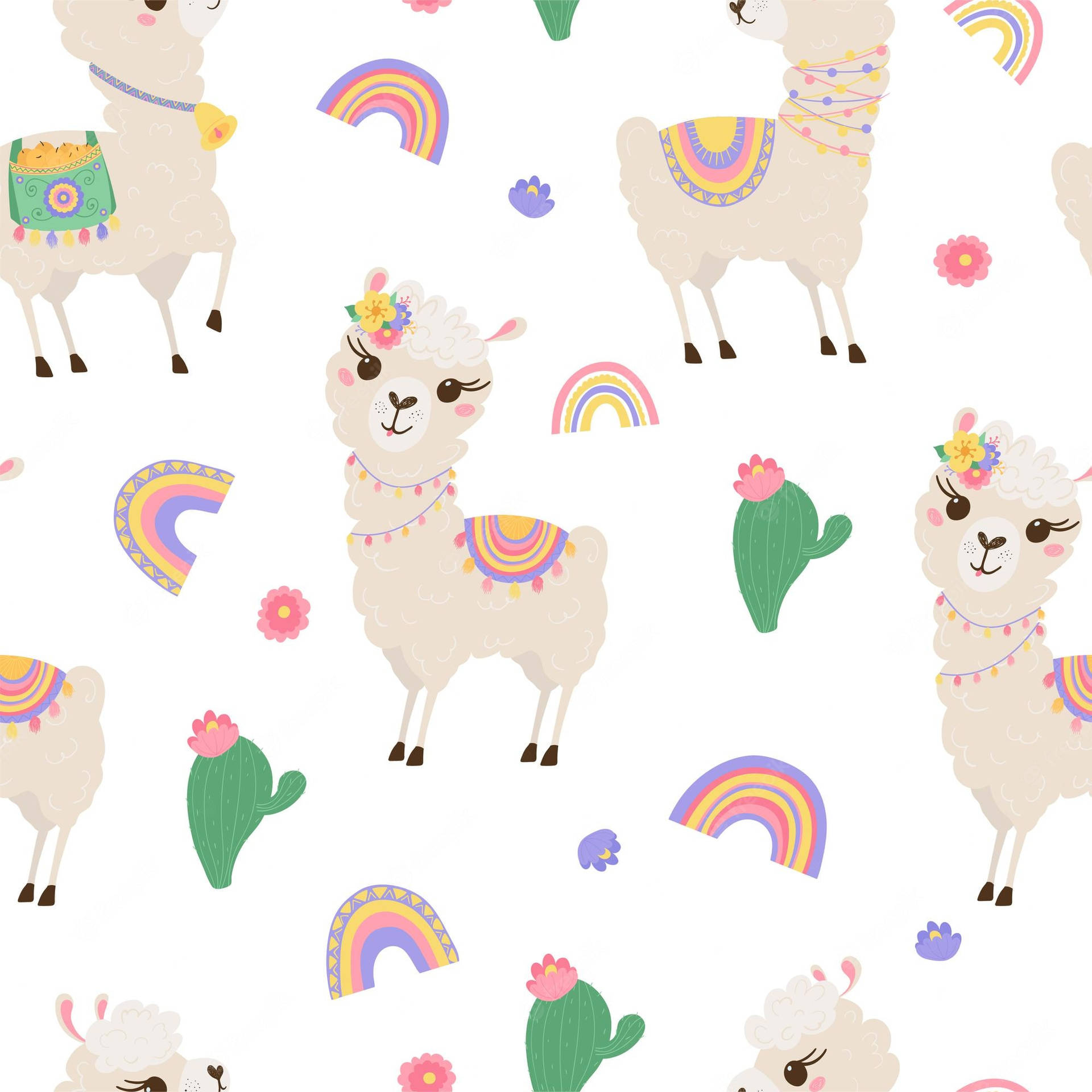 Cute Girl Llama Background