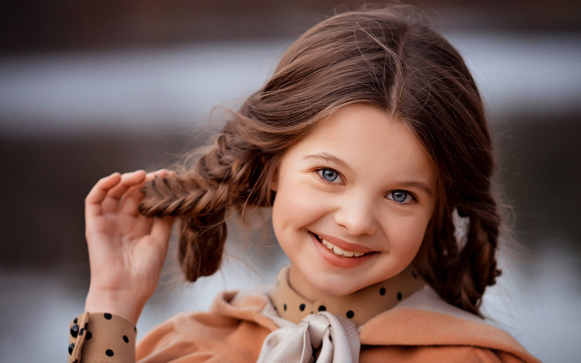 Cute Girl With Braided Hair Background