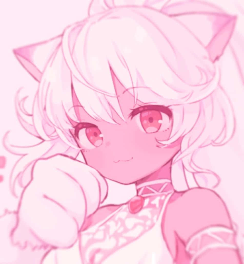 Cute Girl With Cat Ears Pink Pfp Background