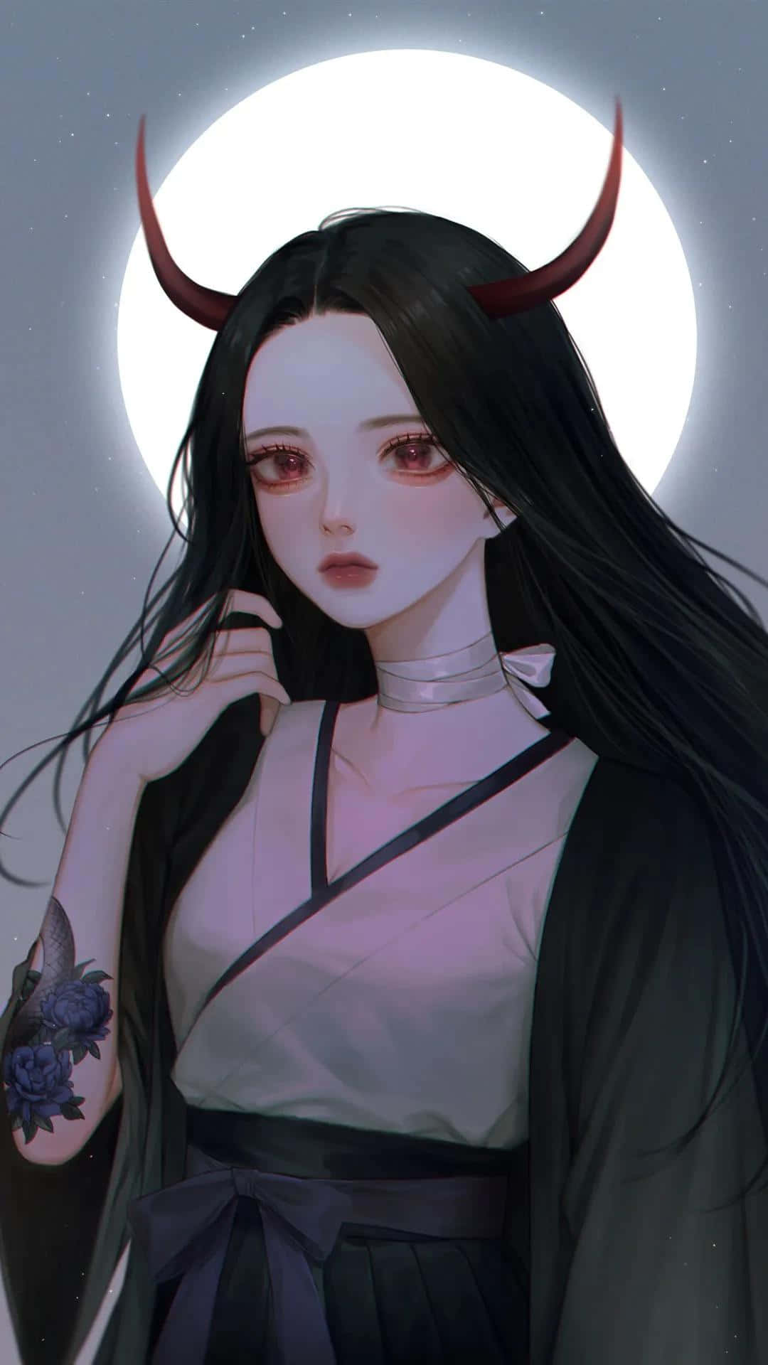Cute Girl With Tattoo Dark Aesthetic Anime Pfp Background