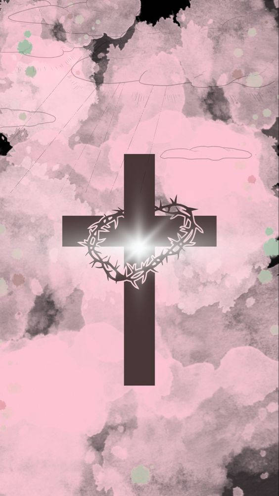 Cute Girly Cross With Thorns Background