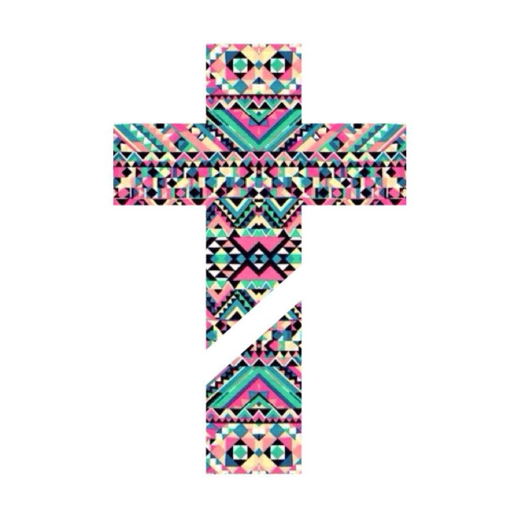 Cute Girly Cross With Tribal Pattern Background