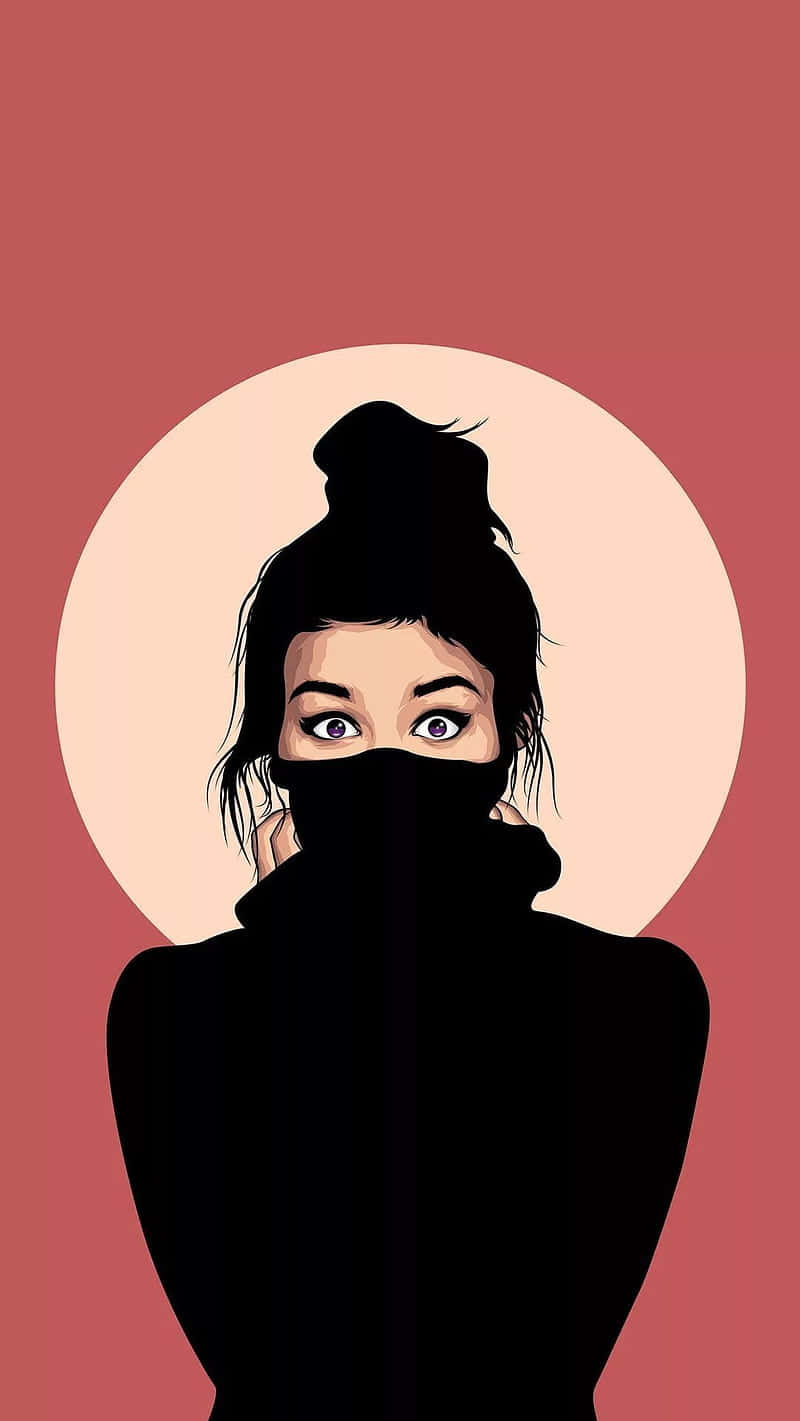 Cute Girly Girl With A Funky Hairstyle Surrounded By Beautiful Purple And Pink Flowers.