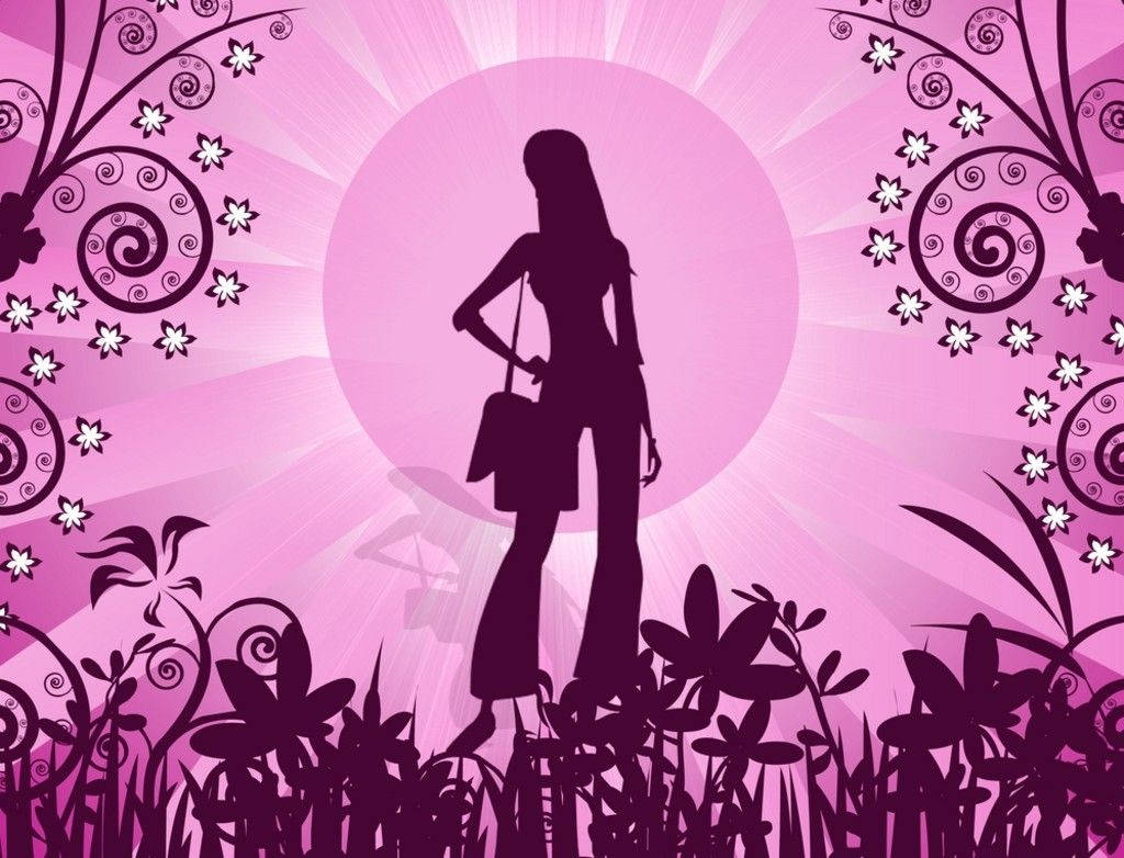 Cute Girly Silhouette Background