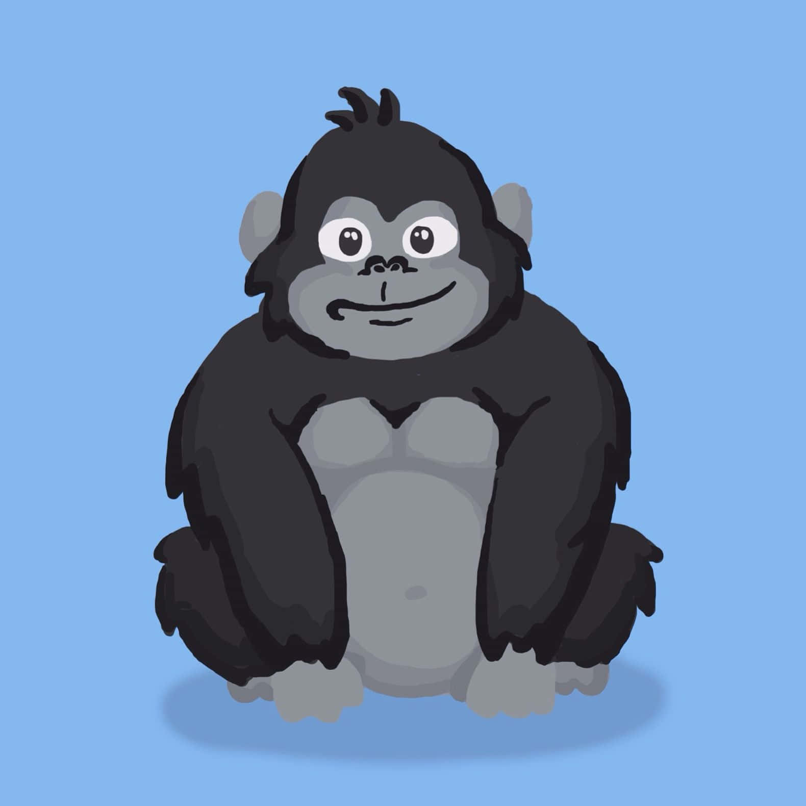 Cute Gorilla On Blue Background