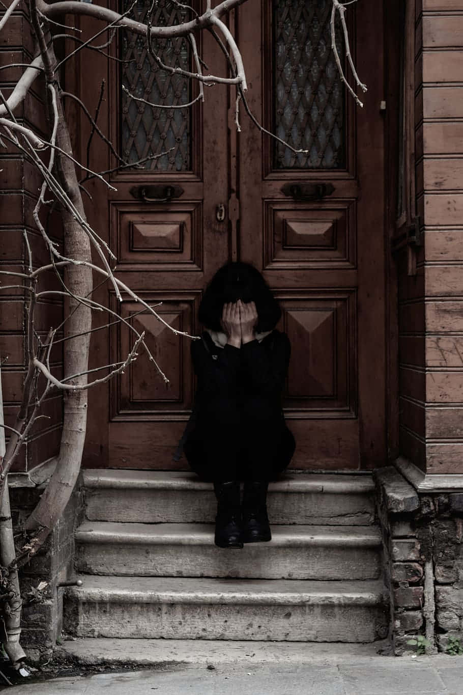 Cute Goth Sad Woman Background