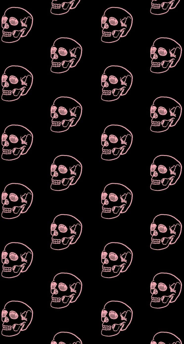 Cute Gothic Skull Black And Pink
