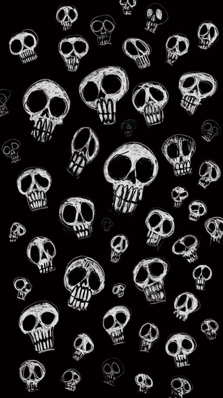Cute Gothic Skulls Black Bacxkground