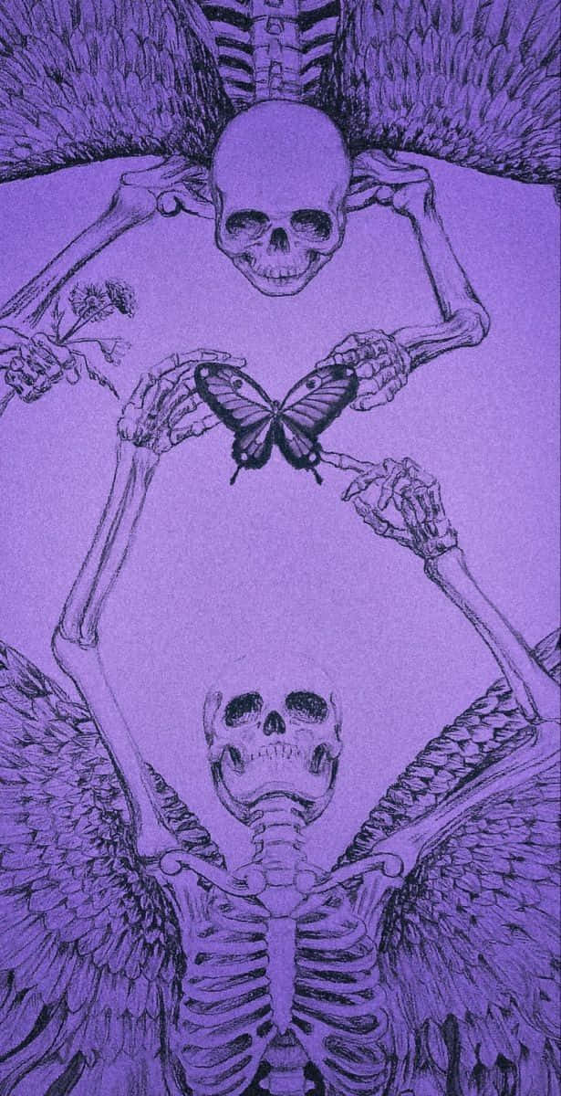 Cute Gothic Two Skeleton Bodies Background
