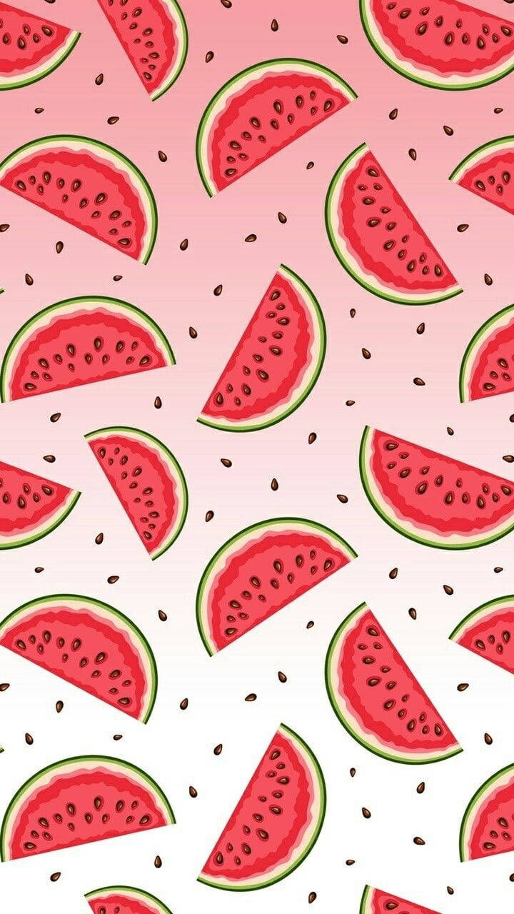 Cute Gradient Pink Watermelon Pattern Background