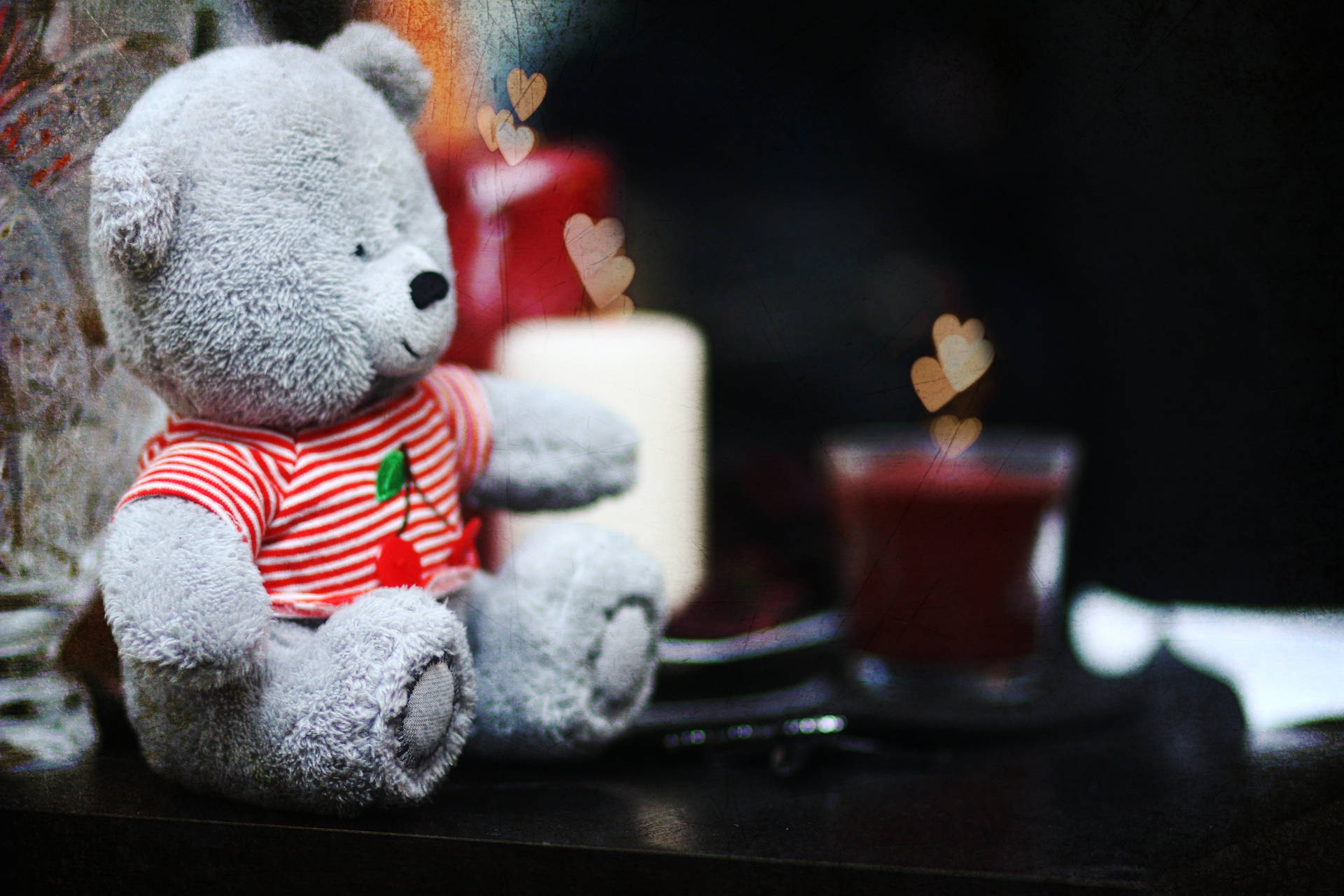 Cute Gray Teddy Bear Background