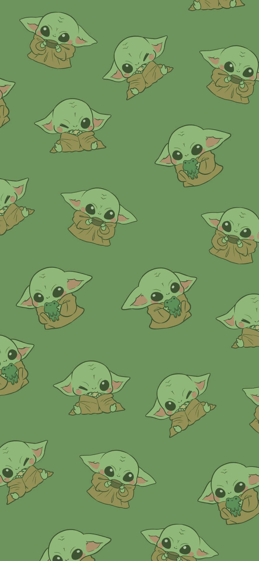 Cute Green Baby Yoda Pattern Background