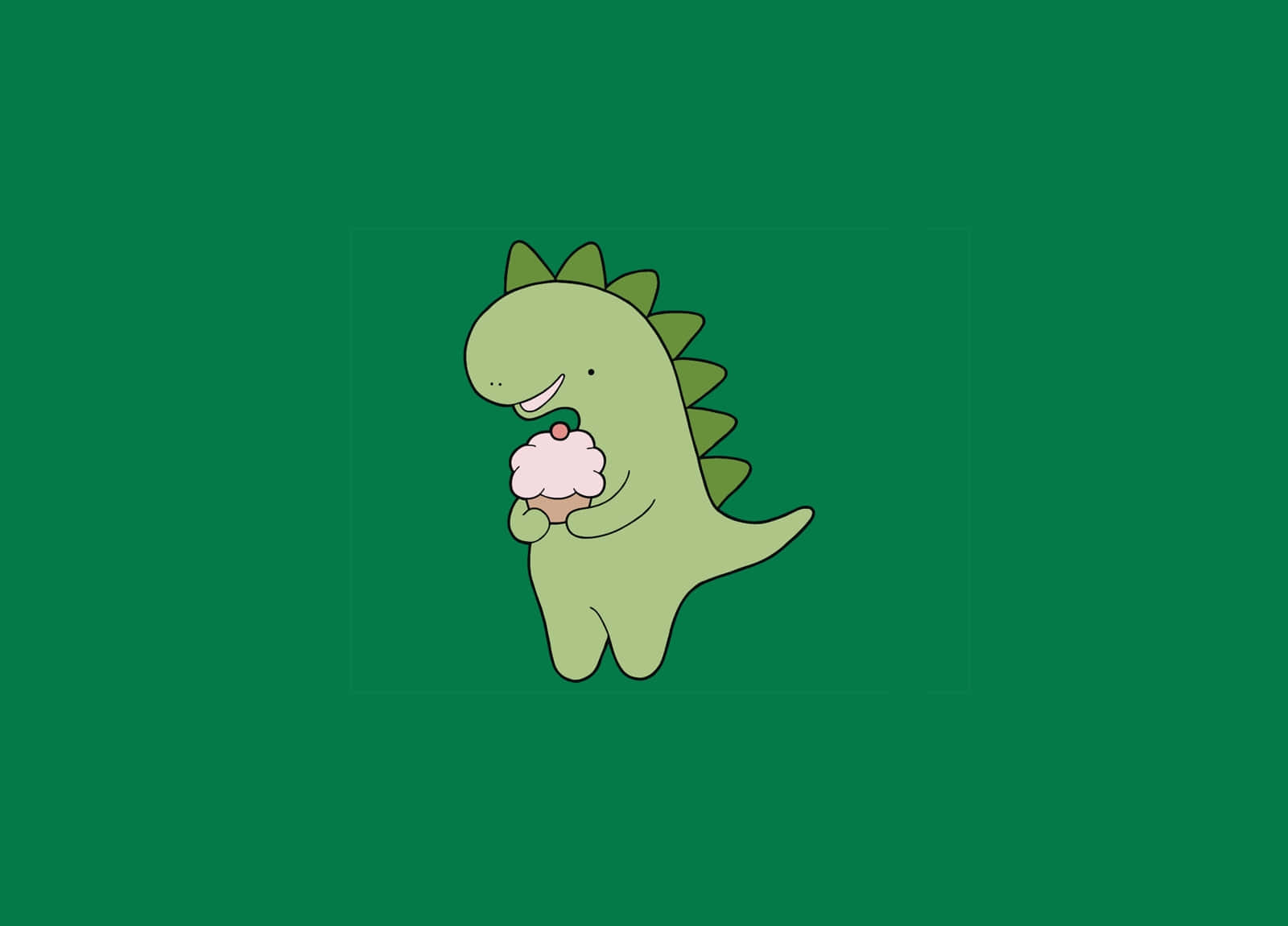 Cute Green Dinosaur In A Playful Mood Background