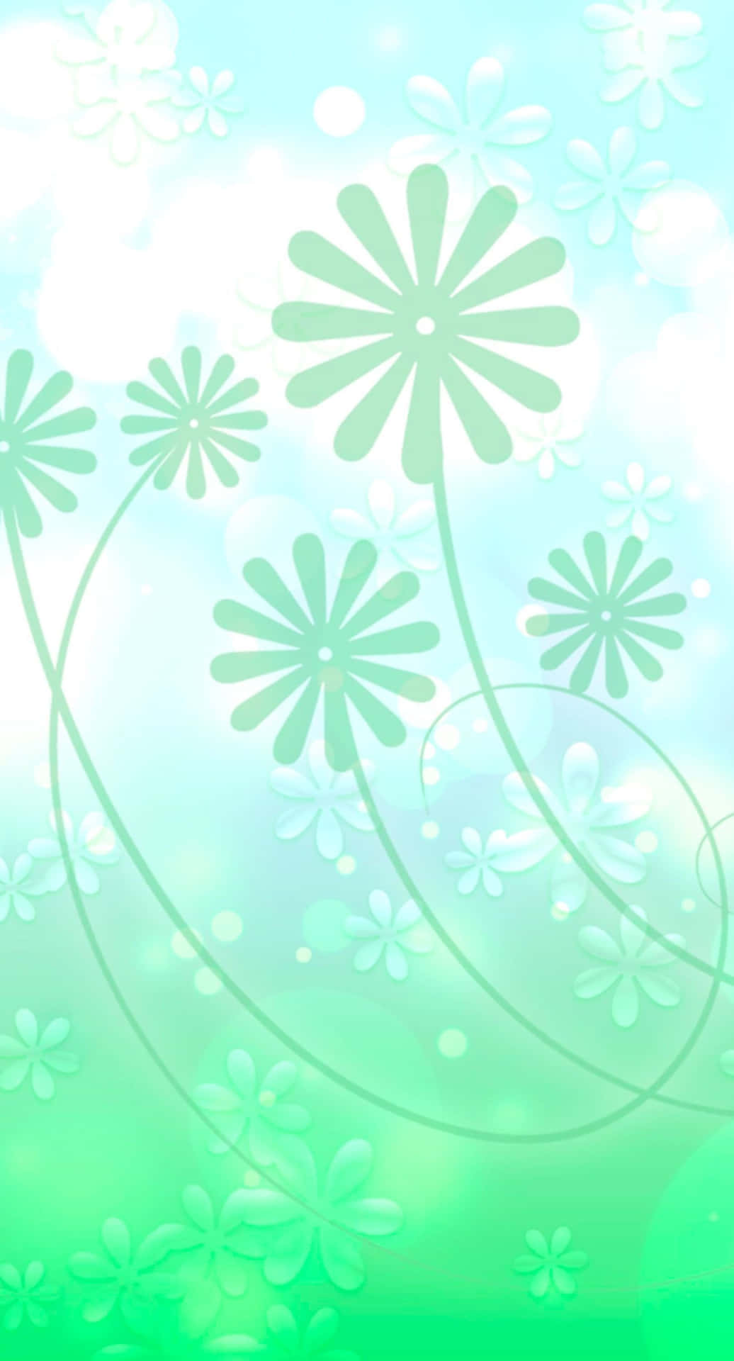 Cute Green Flowers Background