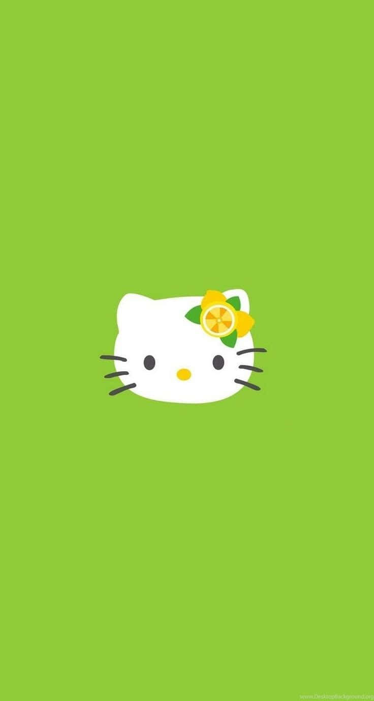 Cute Green Hello Kitty Background