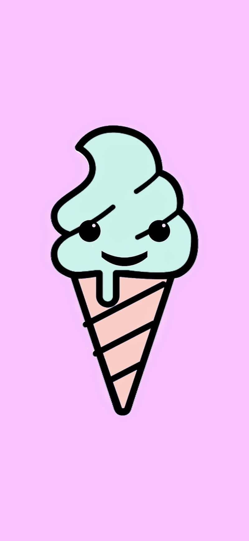 Cute Green Ice Cream Minimalist Background