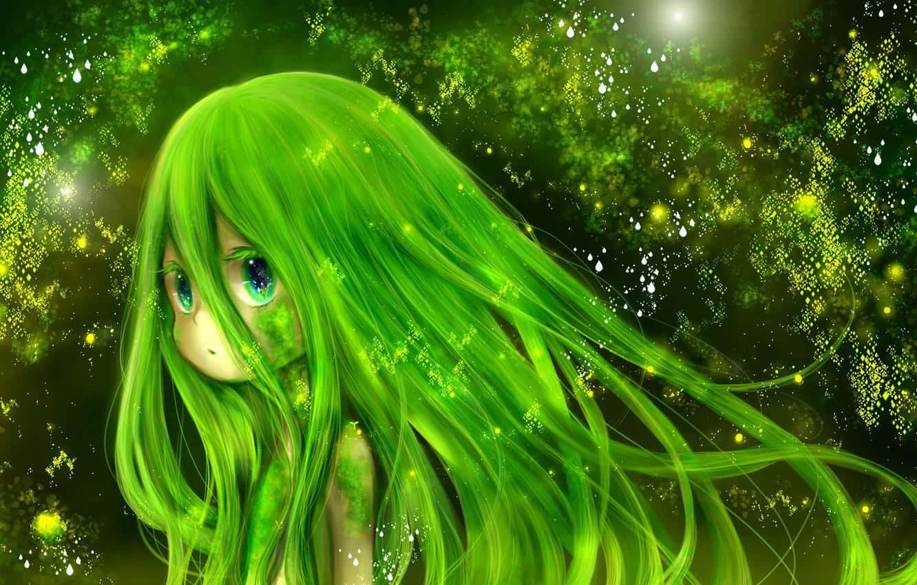 Cute Green Kawaii Anime Background