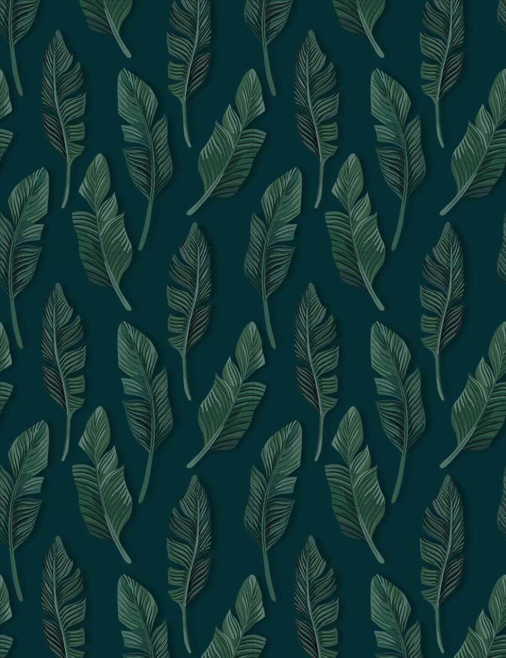 Cute Green Leaves Blue Background