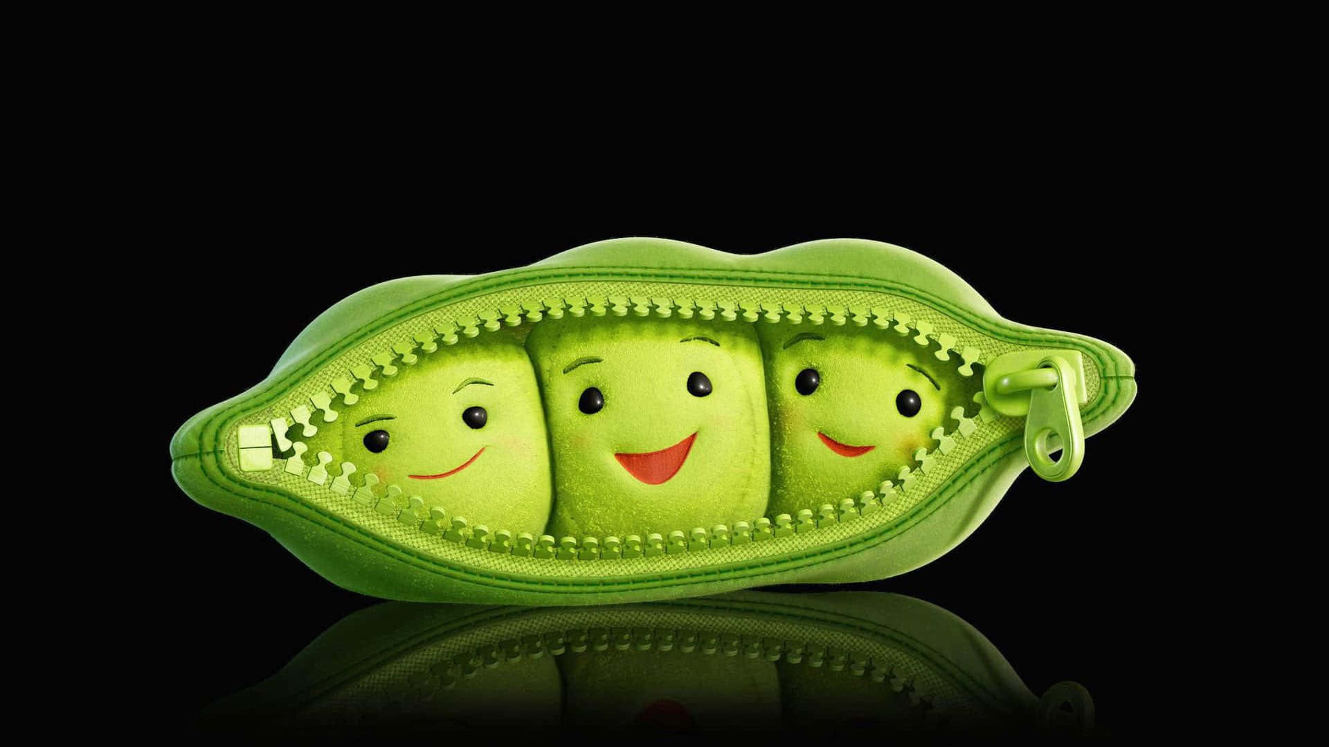 Cute Green Peas Black Background