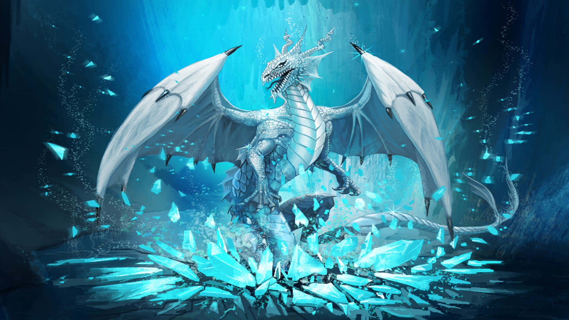 Cute Greyish White Baby Dragon Anime Background