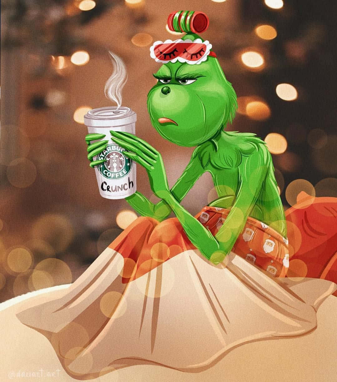 Cute Grinch In A Blanket Background