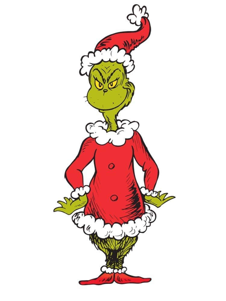 Cute Grinch Wearing Christmas Costume Background