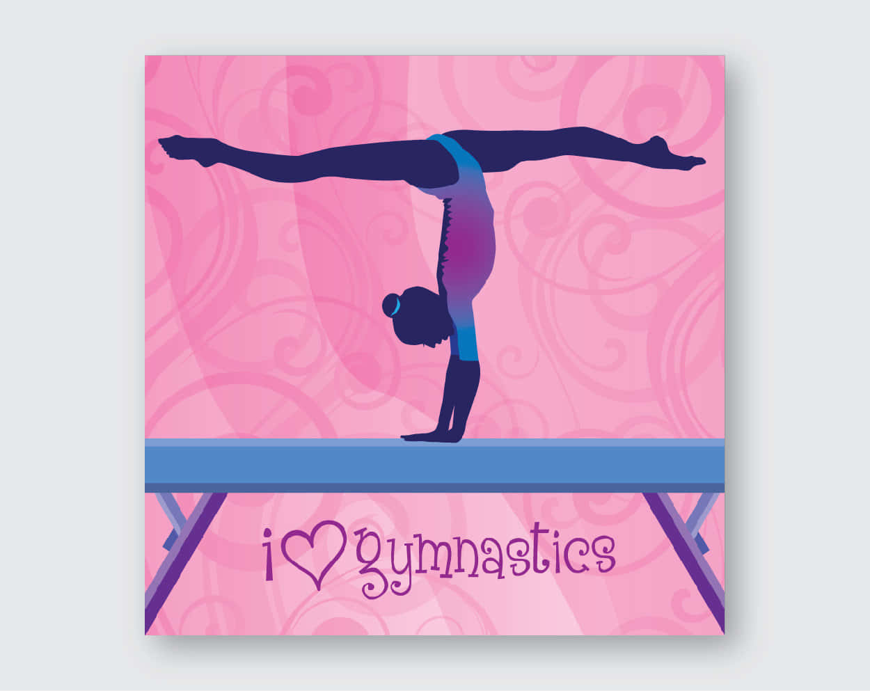 Cute Gymnastics Handstand Split Silhouette Background