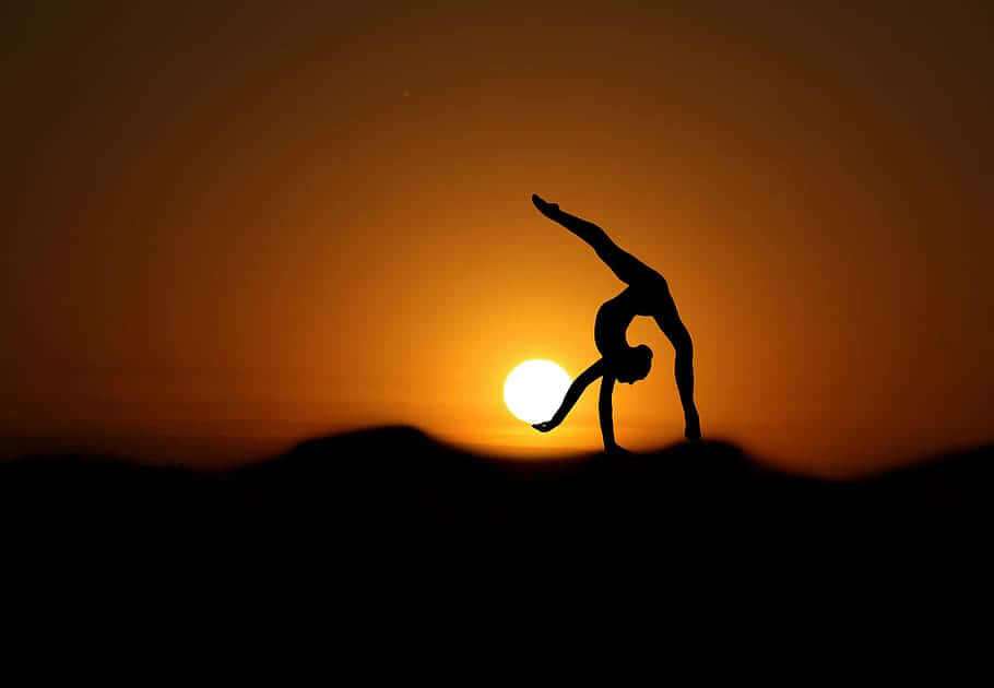 Cute Gymnastics One Hand Split Silhouette Background
