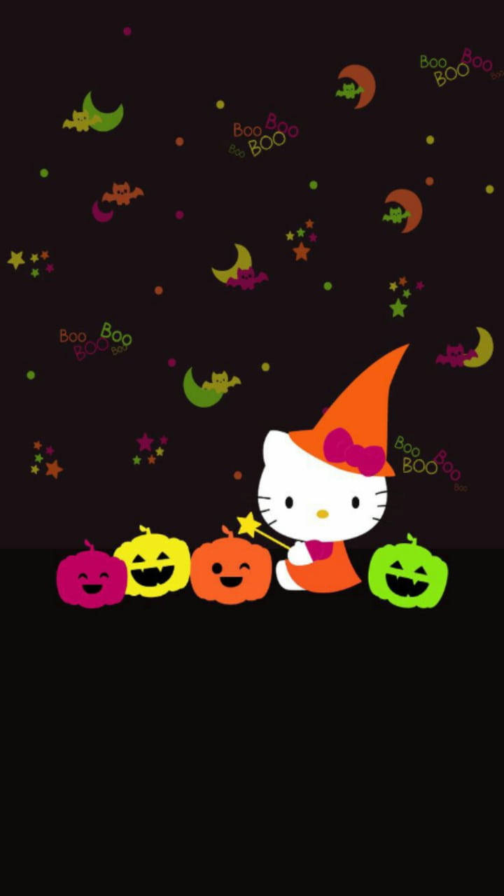 Cute Halloween Black Hello Kitty Background